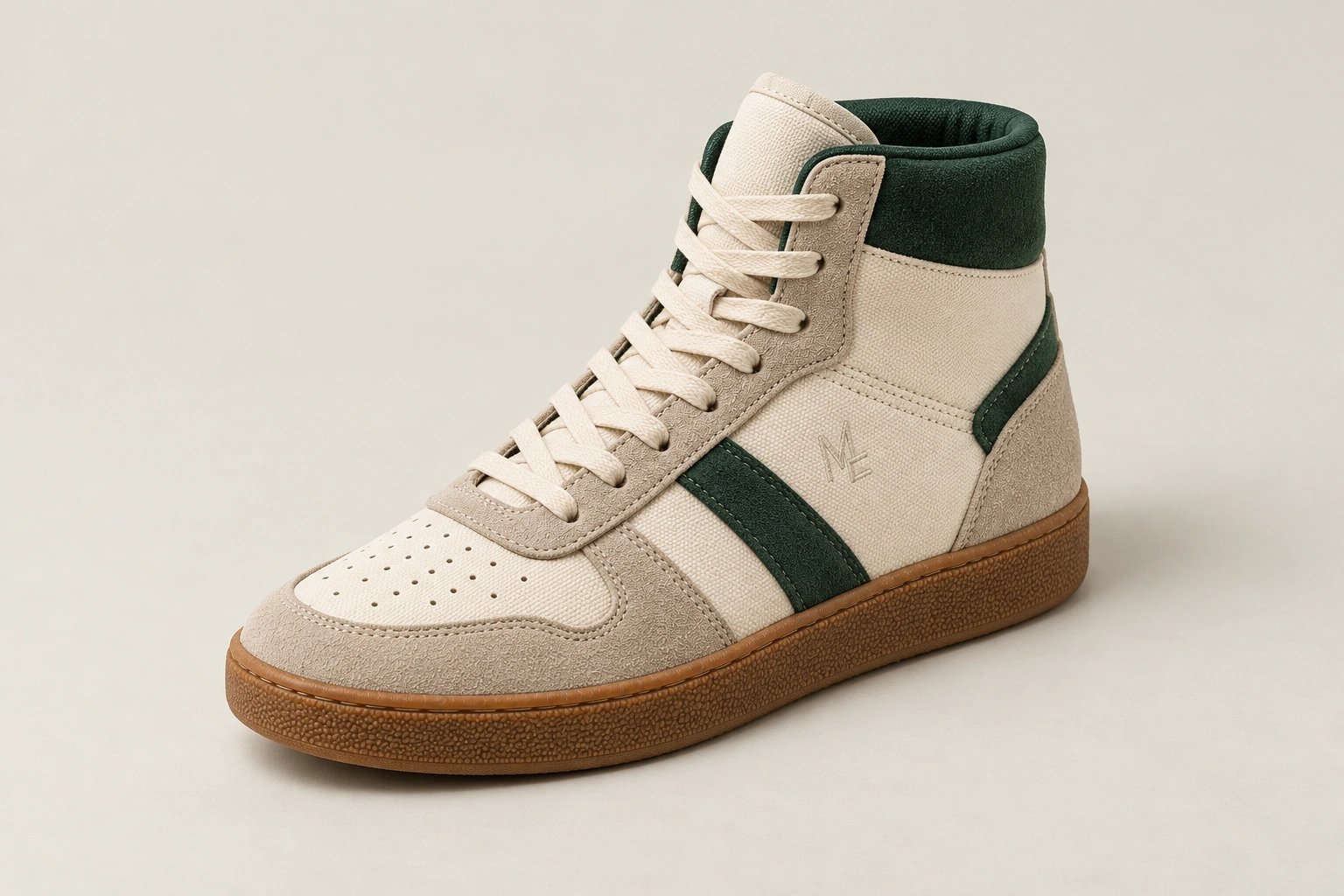 Archive Hi M in Cream / Forest, 45° view